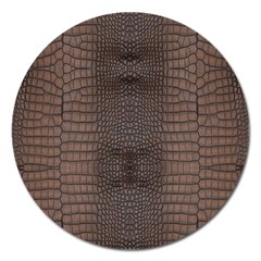 Brown Alligator Leather Skin Magnet 5  (round) by LoolyElzayat