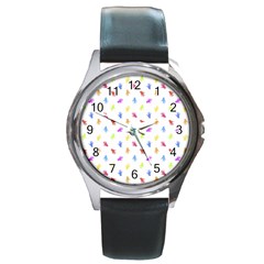 Multicolored Hands Silhouette Motif Design Round Metal Watch by dflcprintsclothing