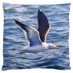 Seagull Flying Over Sea, Montevideo, Uruguay Large Flano Cushion Case (one Side) by dflcprintsclothing