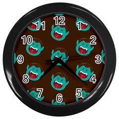 Frankenstein Halloween Seamless Repeat Pattern  Wall Clock (black) by KentuckyClothing