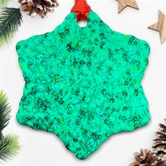 Aqua Marine Glittery Sequins Snowflake Ornament (two Sides) by essentialimage