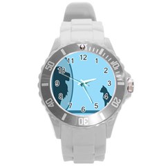 Cat Mirror Lion Round Plastic Sport Watch (l)