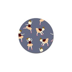 Cute  Pattern With  Dancing Ballerinas On The Blue Background Golf Ball Marker (10 Pack) by EvgeniiaBychkova