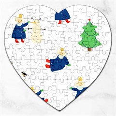 Funny  Winter Seamless Pattern With Little Princess And Her Christmas Jigsaw Puzzle (heart) by EvgeniiaBychkova