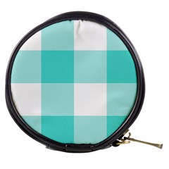 Turquoise And White Buffalo Check Mini Makeup Bag by yoursparklingshop