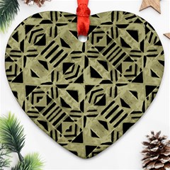 Linear Geometric Print Pattern Mosaic 2 Heart Ornament (two Sides) by dflcprintsclothing