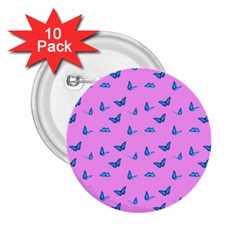 Blue Butterflies At Pastel Pink Color Background 2 25  Buttons (10 Pack)  by Casemiro