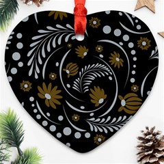 Folk Flowers Pattern Ornament (heart) by Eskimos