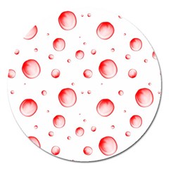 Red Drops On White Background Magnet 5  (round) by SychEva