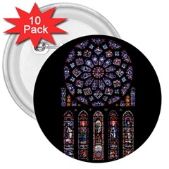 Chartres-cathedral-notre-dame-de-paris-amiens-cath-stained-glass 3  Buttons (10 Pack)  by Sudhe