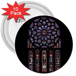 Chartres-cathedral-notre-dame-de-paris-amiens-cath-stained-glass 3  Buttons (10 pack)  Front