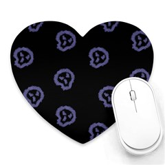 Purple Skulls On Dark Background Heart Mousepads by SychEva