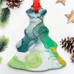 Orange And Green Alcohol Ink  Christmas Tree Ornament (two Sides) by Dazzleway