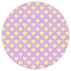 Yellow Hearts On A Light Purple Background Round Trivet