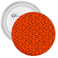 Halloween, Black Bats Pattern On Orange 3  Buttons by Casemiro