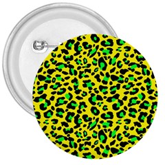 Yellow And Green, Neon Leopard Spots Pattern 3  Buttons by Casemiro