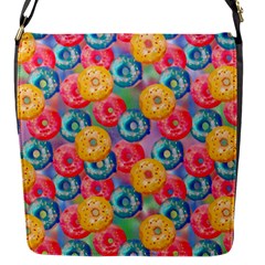 Multicolored Donuts Flap Closure Messenger Bag (s) by SychEva