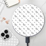 Grey Unicorn Sketchy Style Motif Drawing Pattern Wireless Charger Front