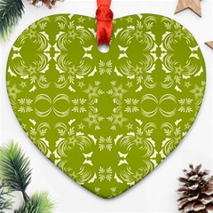 Floral Folk Damask Pattern  Ornament (heart) by Eskimos