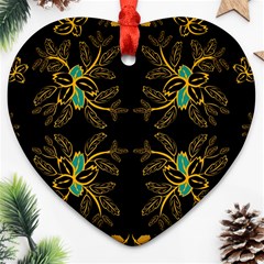 Floral Folk Damask Pattern  Ornament (heart) by Eskimos