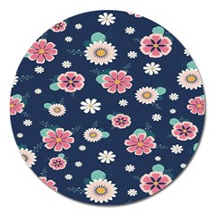 Flowers Pattern Magnet 5  (round) by Sparkle