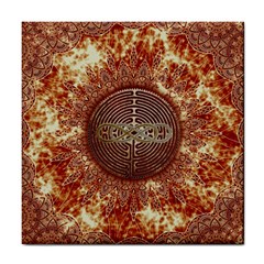 Chartres Double Infinity Antique Mandala Tile Coaster by EDDArt