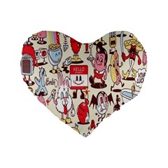 Retro Food Standard 16  Premium Flano Heart Shape Cushions by Sparkle