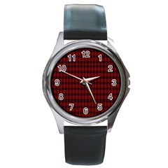 Tartan Red Round Metal Watch by tartantotartansreddesign2