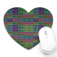 Paris Words Motif Colorful Pattern Heart Mousepads by dflcprintsclothing