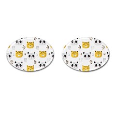 Seamless Pattern Cute Animals Cufflinks (oval)