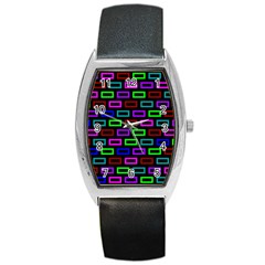 Colourful Bricks Pattern Colour Barrel Style Metal Watch