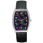 Colourful Bricks Pattern Colour Barrel Style Metal Watch Front