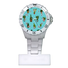 Succulents Teal Back Plastic Nurses Watch