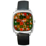 Space Pattern Multicolour Square Metal Watch Front