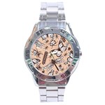 Vintage-drawn-insect-seamless-pattern Stainless Steel Analogue Watch Front