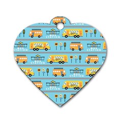 Buses-cartoon-pattern-vector Dog Tag Heart (two Sides)