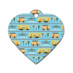 Buses-cartoon-pattern-vector Dog Tag Heart (Two Sides) Front