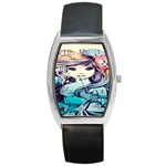 Beautifull Ariel Little Mermaid  Painting Barrel Style Metal Watch Front