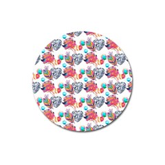 Flowers Diamonds Pattern Magnet 3  (round) by Sparkle