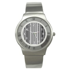 Barcode Pattern Stainless Steel Watch by Sapixe