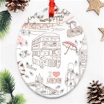 I Love London Drawing Ornament (Oval Filigree) Front