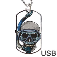 Skull-underwater-diving-skeleton-diving-head Dog Tag Usb Flash (two Sides) by Jancukart