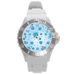 Illustration Virus Pattern Round Plastic Sport Watch (l) by Wegoenart