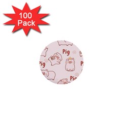 Pig Cartoon Background Pattern 1  Mini Buttons (100 Pack)  by Sudhe