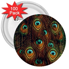 Peacock Feathers 3  Buttons (100 Pack)  by Ravend