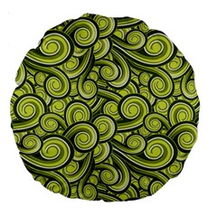 Flower Floral Flora Green Large 18  Premium Round Cushions by danenraven