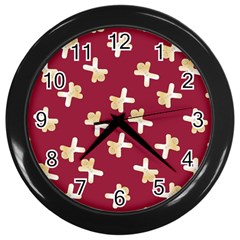 Gold Gingerbread Man Burgundy Wall Clock (black) by TetiBright