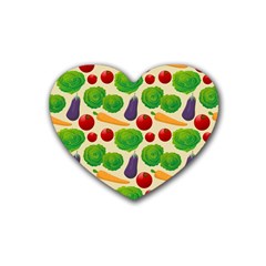 Food Illustration Pattern Texture Rubber Heart Coaster (4 Pack) by Ravend