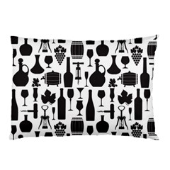 Wine Pattern Black White Pillow Case by Jancukart