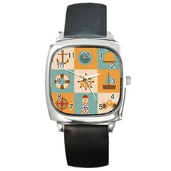 Nautical-elements-collection Square Metal Watch